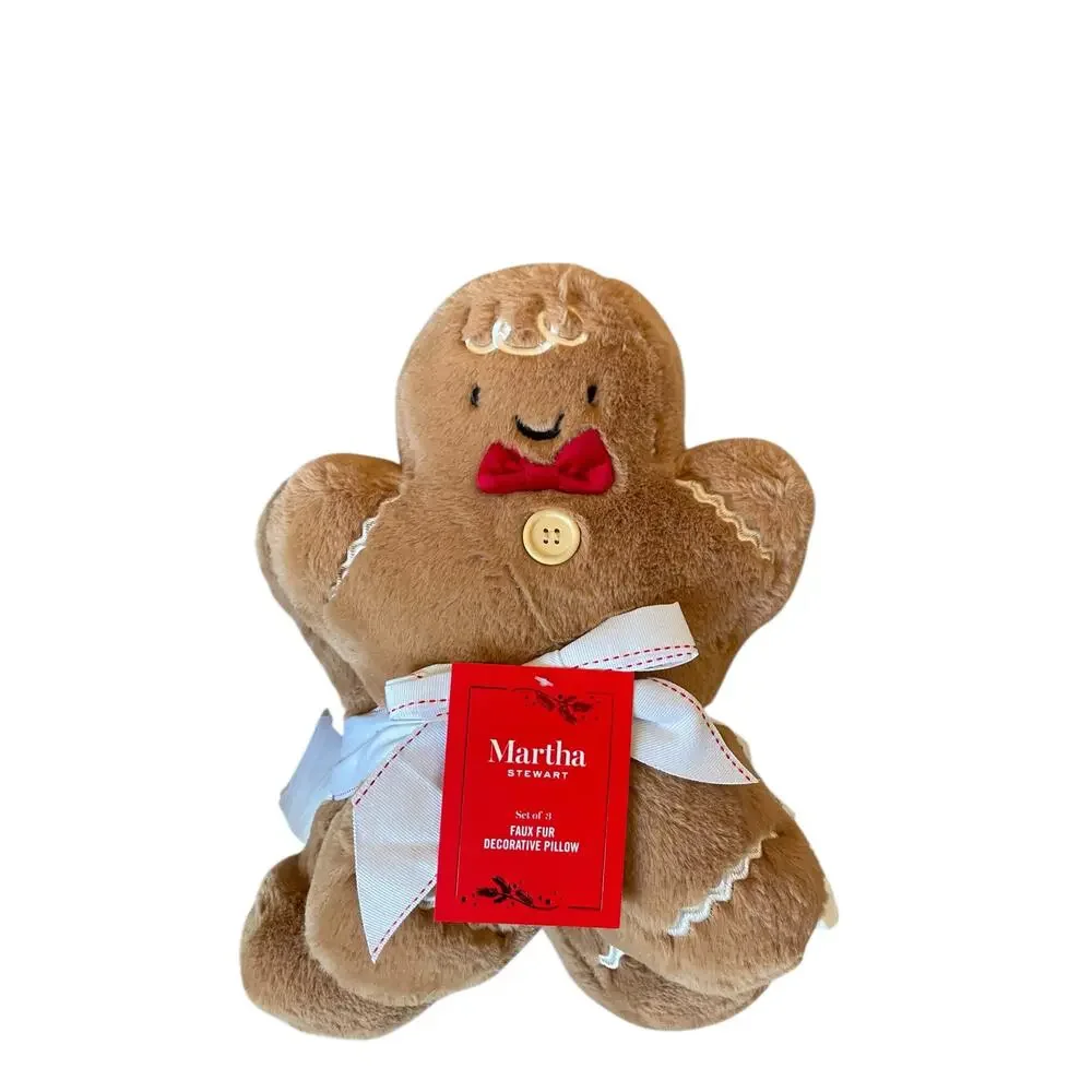 Martha Stewart Gingerbread Family Set of 3 Boy/Girl/Child Christmas Pillows NWT